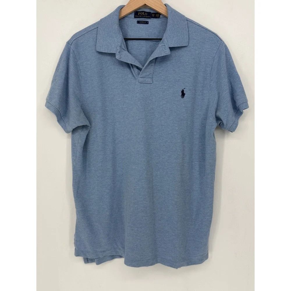 Polo Ralph Lauren Polo Shirt Mens XL Blue Custom Fit Cotton Golf Active Preppy